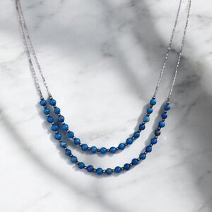 Vintage Sterling Silver Lapis Lazuli Stone Necklace